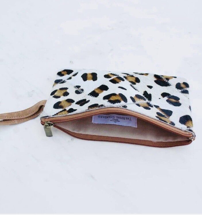 Astrid Leopard Print Hide Wristlet