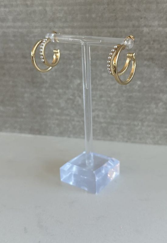 CZ 18k Gold Plated Double Hoop Earrings