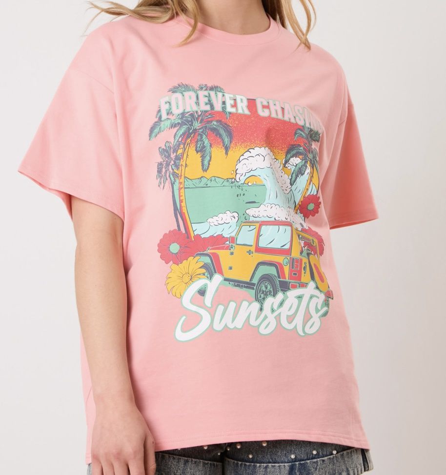 Coral Forever Chasing Sunsets Tee