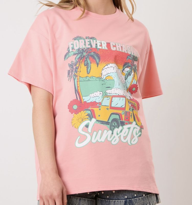 Coral Forever Chasing Sunsets Tee