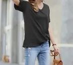 Black V-Neck BF Tee
