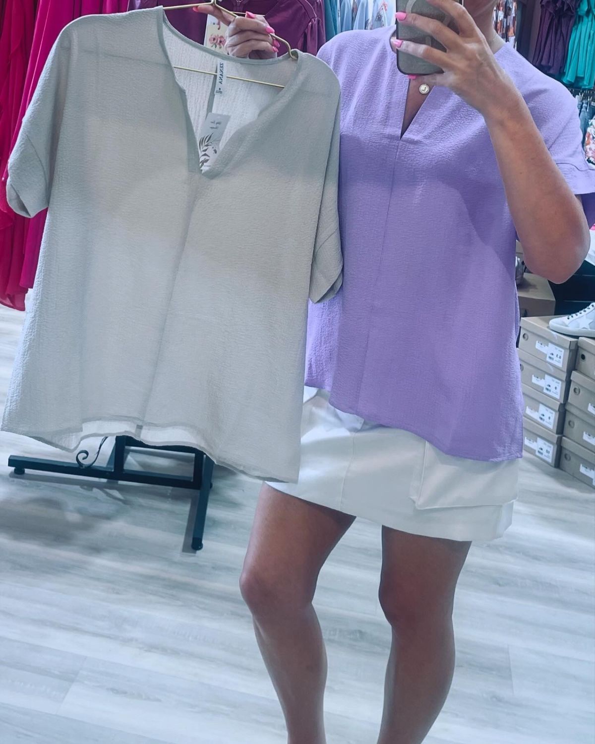 Woven Bubble Airflow Split Neck Top