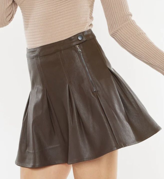 Mid Rise Faux Pleated Skirts