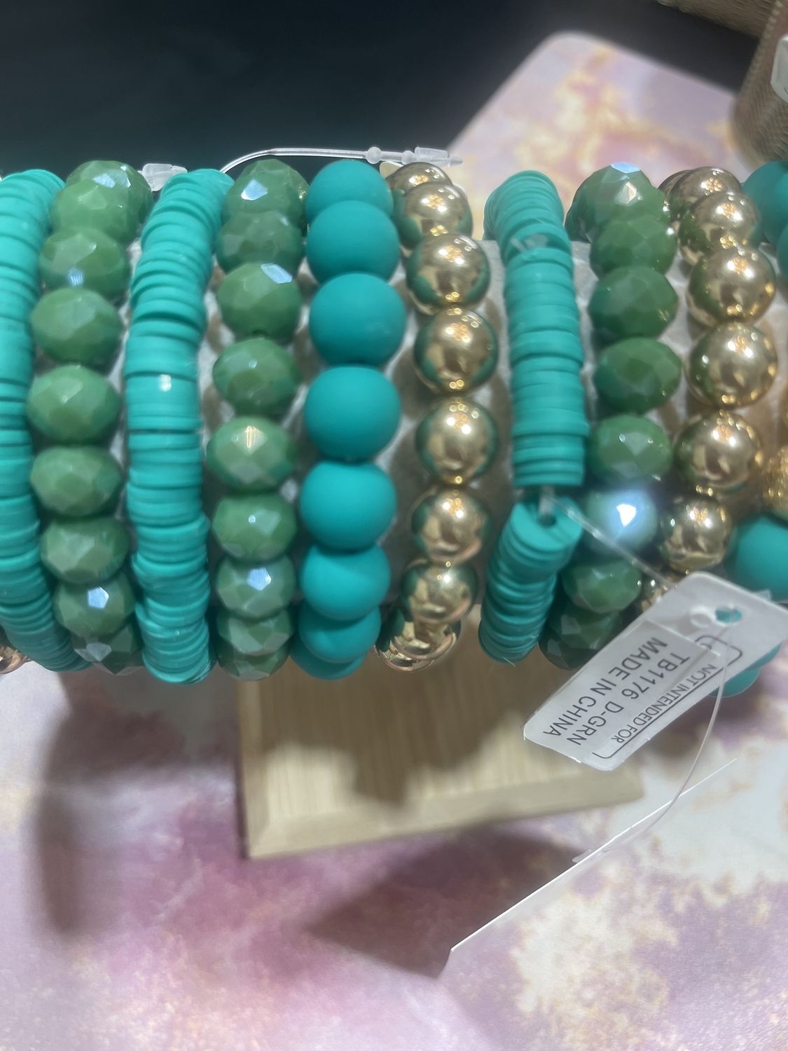 Set of 4 Green Stretch Bracelets
