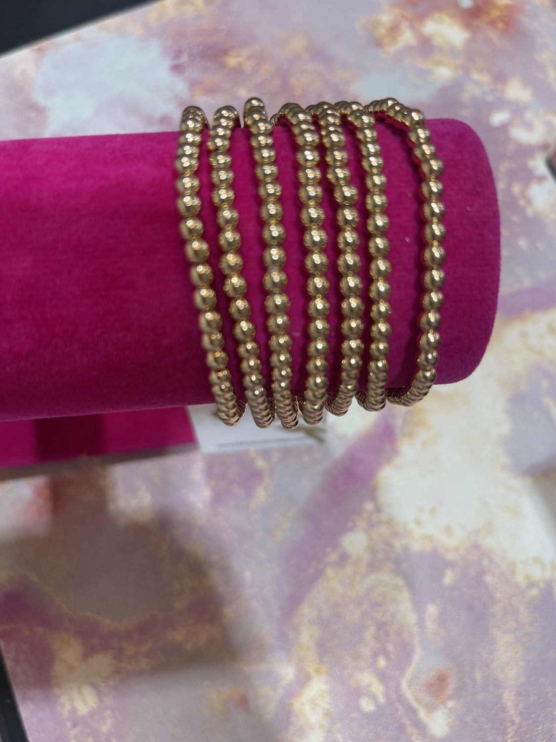 Set of 7 Gold Beaded Bracelets