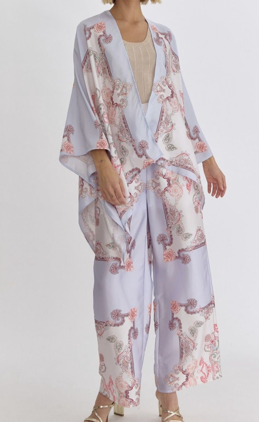 Paisley Print Kimono Waterfall Style Jacket