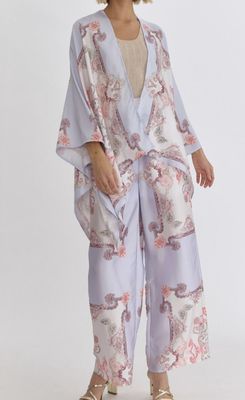 Paisley Print Kimono Waterfall Style Jacket
