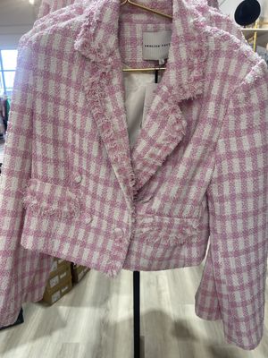 Pink Textured Double Breated Blazer