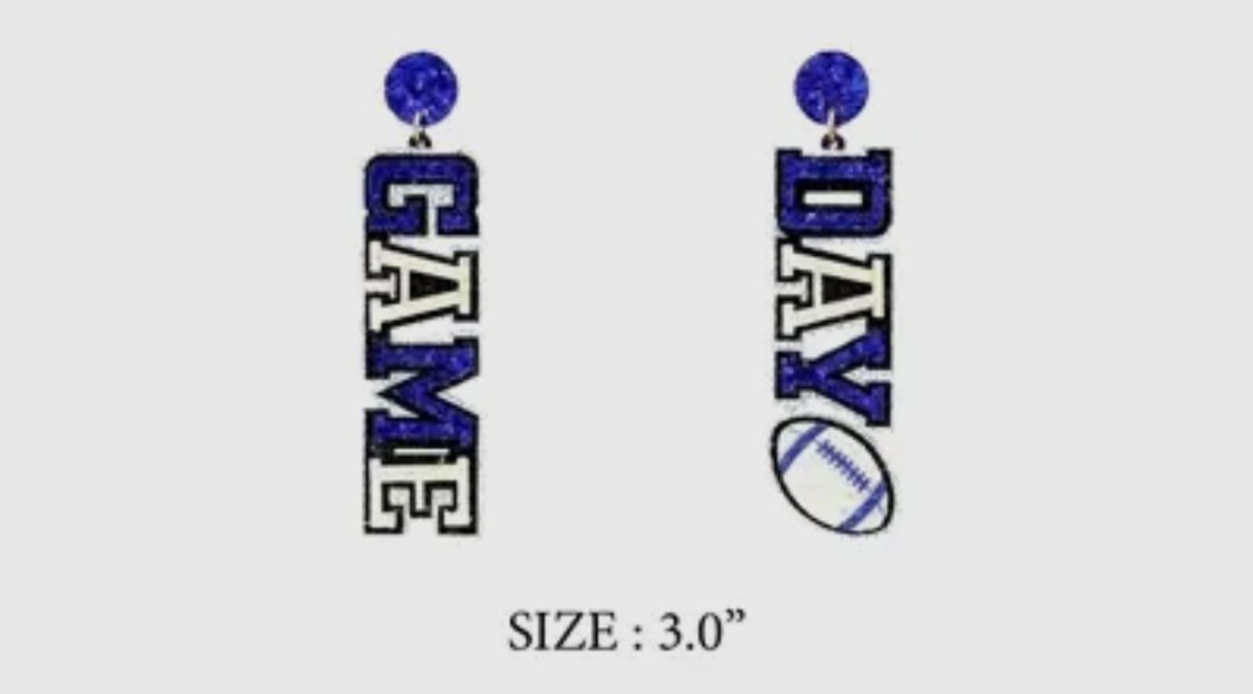 Blue &amp; White Glitter Game Day Earrings