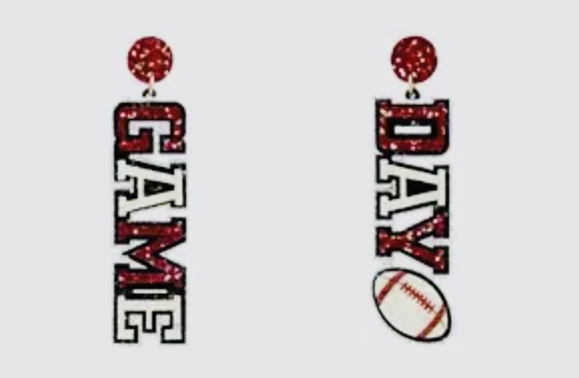 Maroon &amp; White Glitter Game Day Earrings