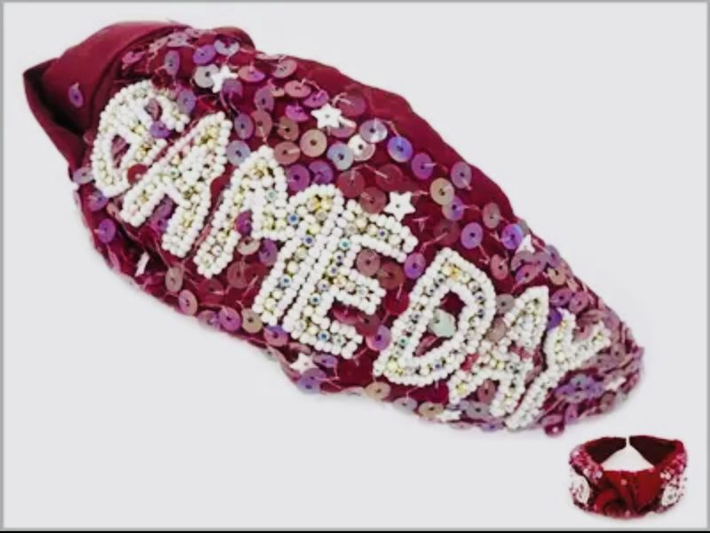 Maroon Sequin  Rhinestone Game Day Headband