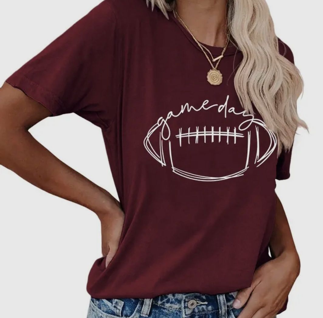 Maroon Short Sleeve Game Day Football Shirt