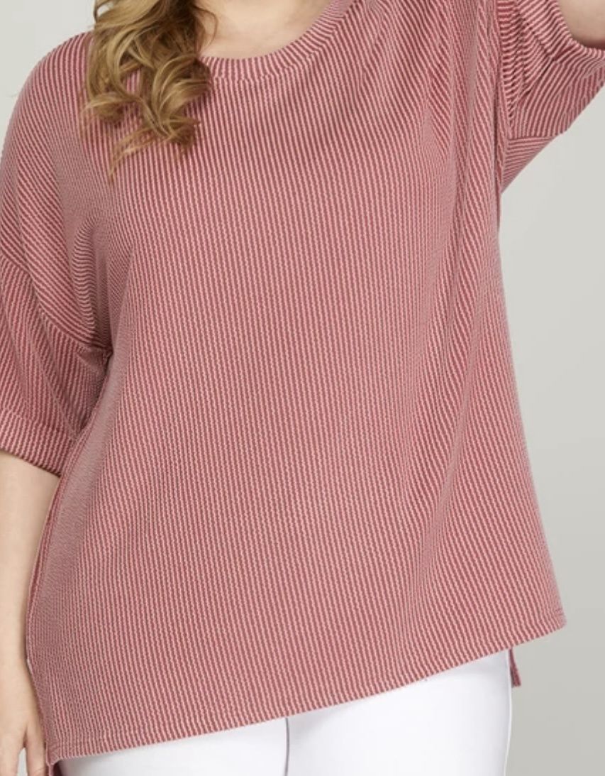 Cream Half Sleeve Textured Knit Top