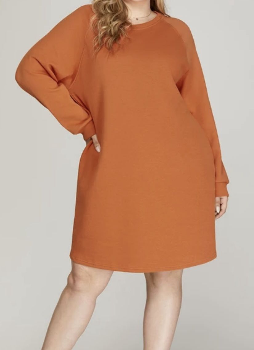 Long Sleeve Heavy Knit Mini Dress with Side Pockets