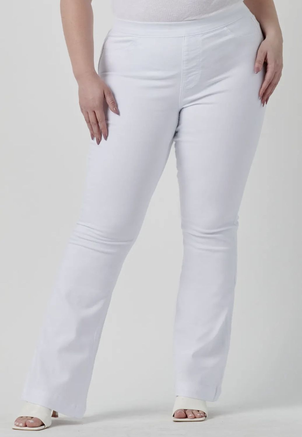 Plus Mid Rise White Flare