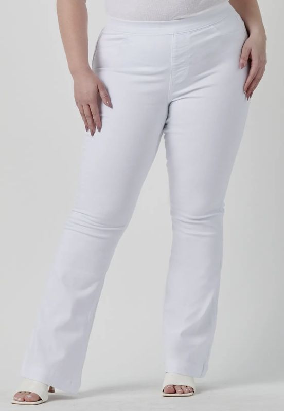 Plus Mid Rise White Flare