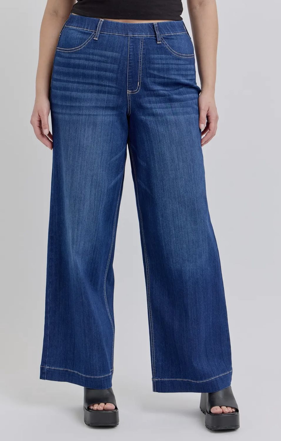 Plus High Rise Pull On Wide Leg