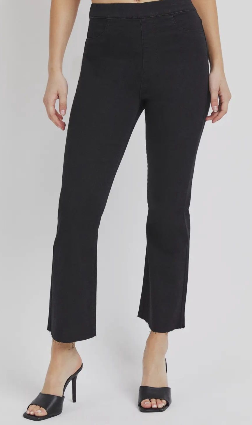 Black High Rise Crop Flare Jeans