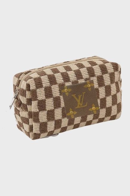 Brown Checkered Make-up Pouch LV Dupe