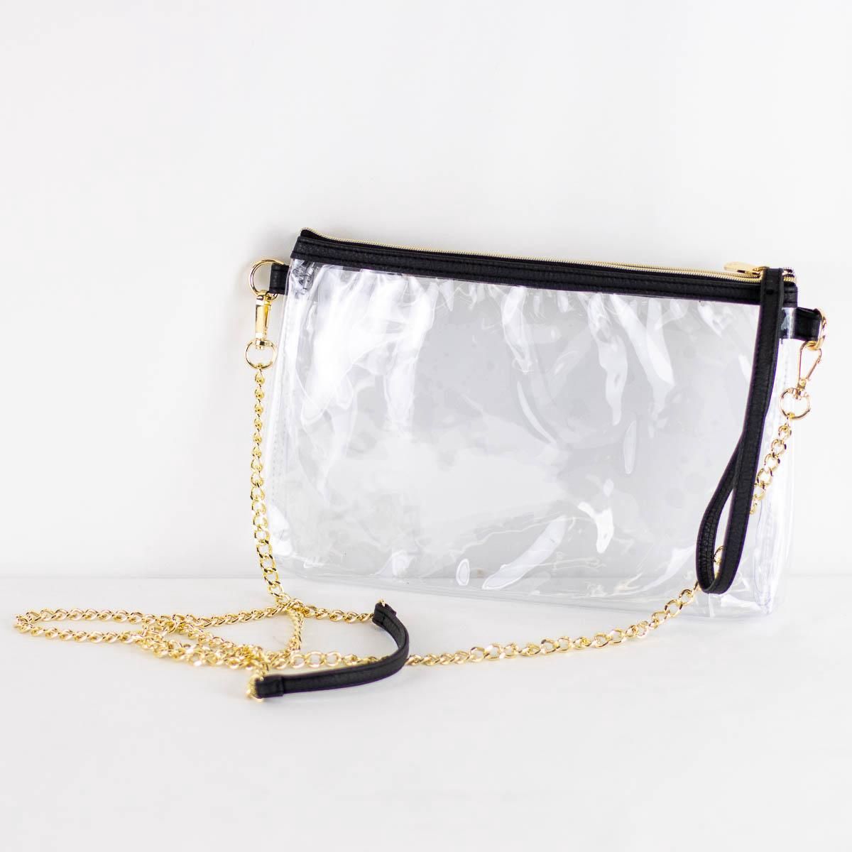 Candace Double Zip Clear Crossbody Black
