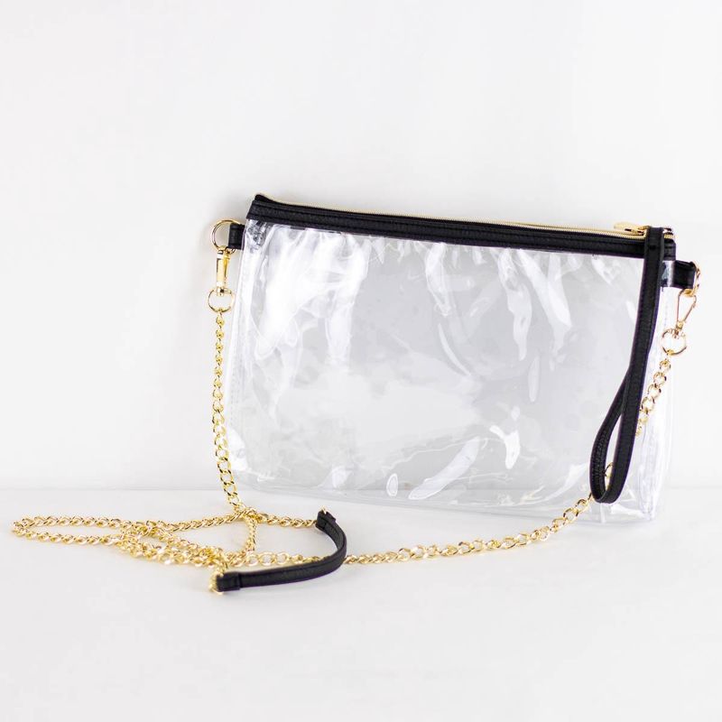 Candace Double Zip Clear Crossbody Black
