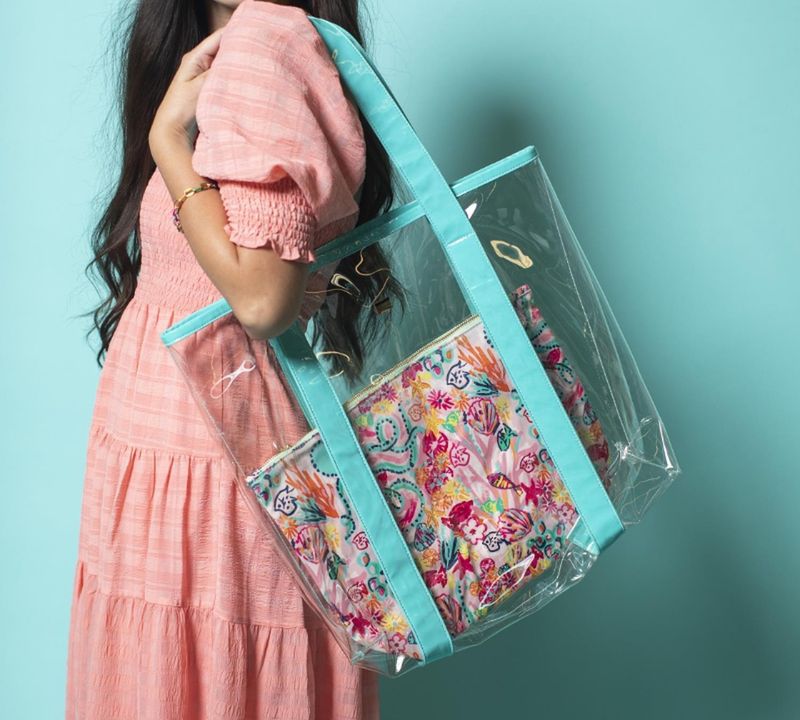 Clear Tote w/insert Leather