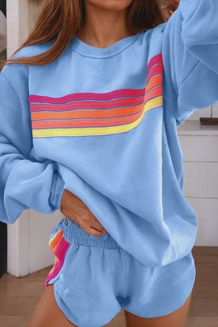 Color Contrast Short Set, Colour: Blue, Size: S