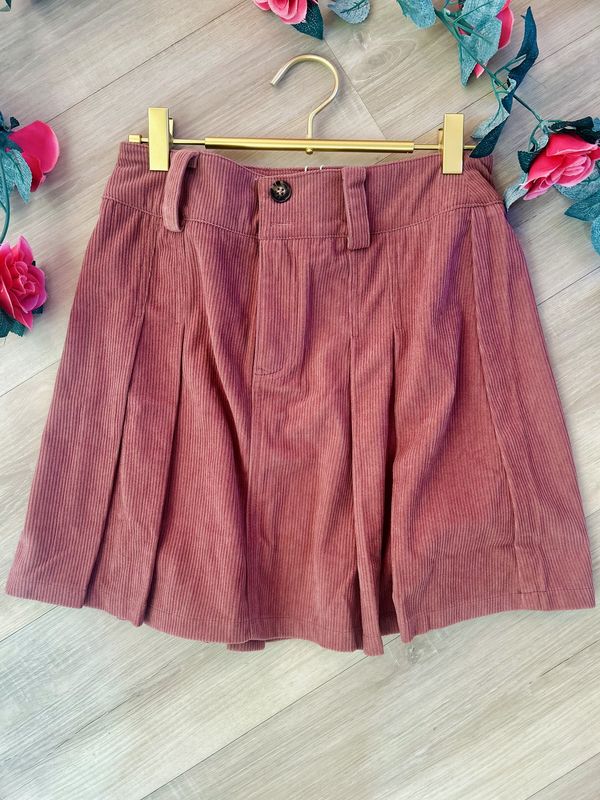 Corduroy Pleated Mini Skirt