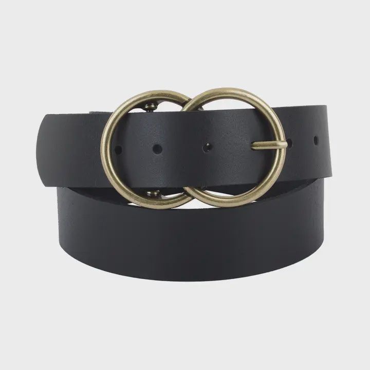 Double Circle Buckle Leather Belt