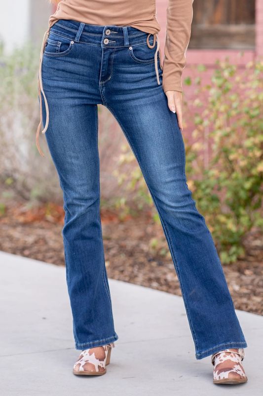 High Rise Double WB Skinny Flare Jeans