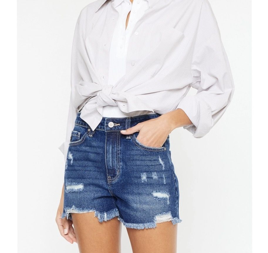 High Rise No Stitch Frayed Hem Shorts
