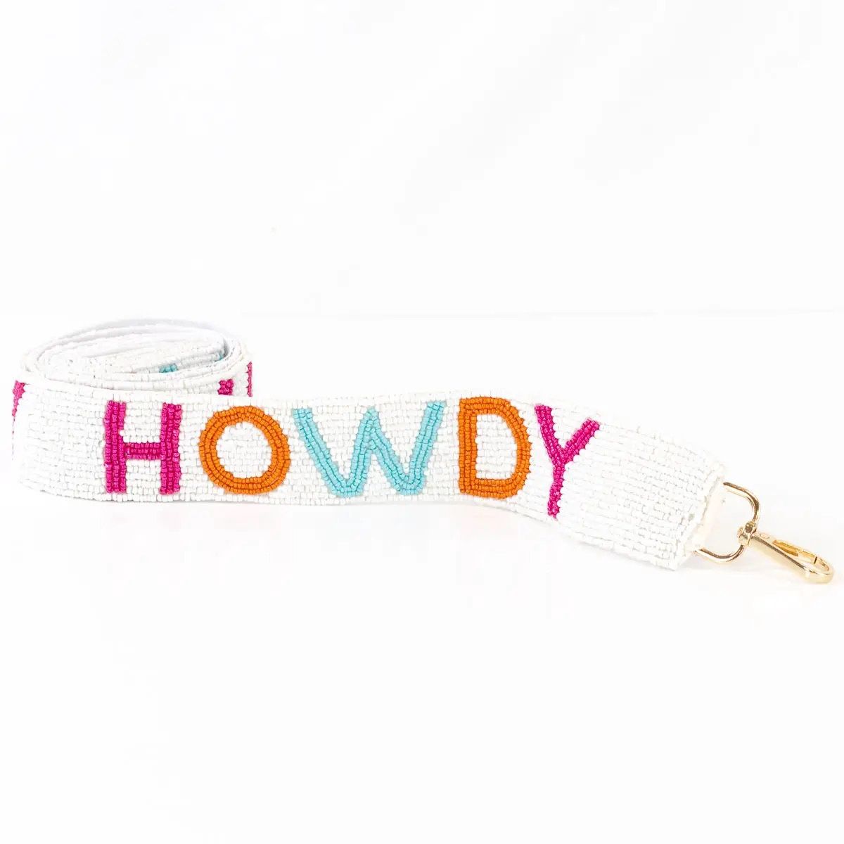 Howdy Friends Beaded Purse Strap  White