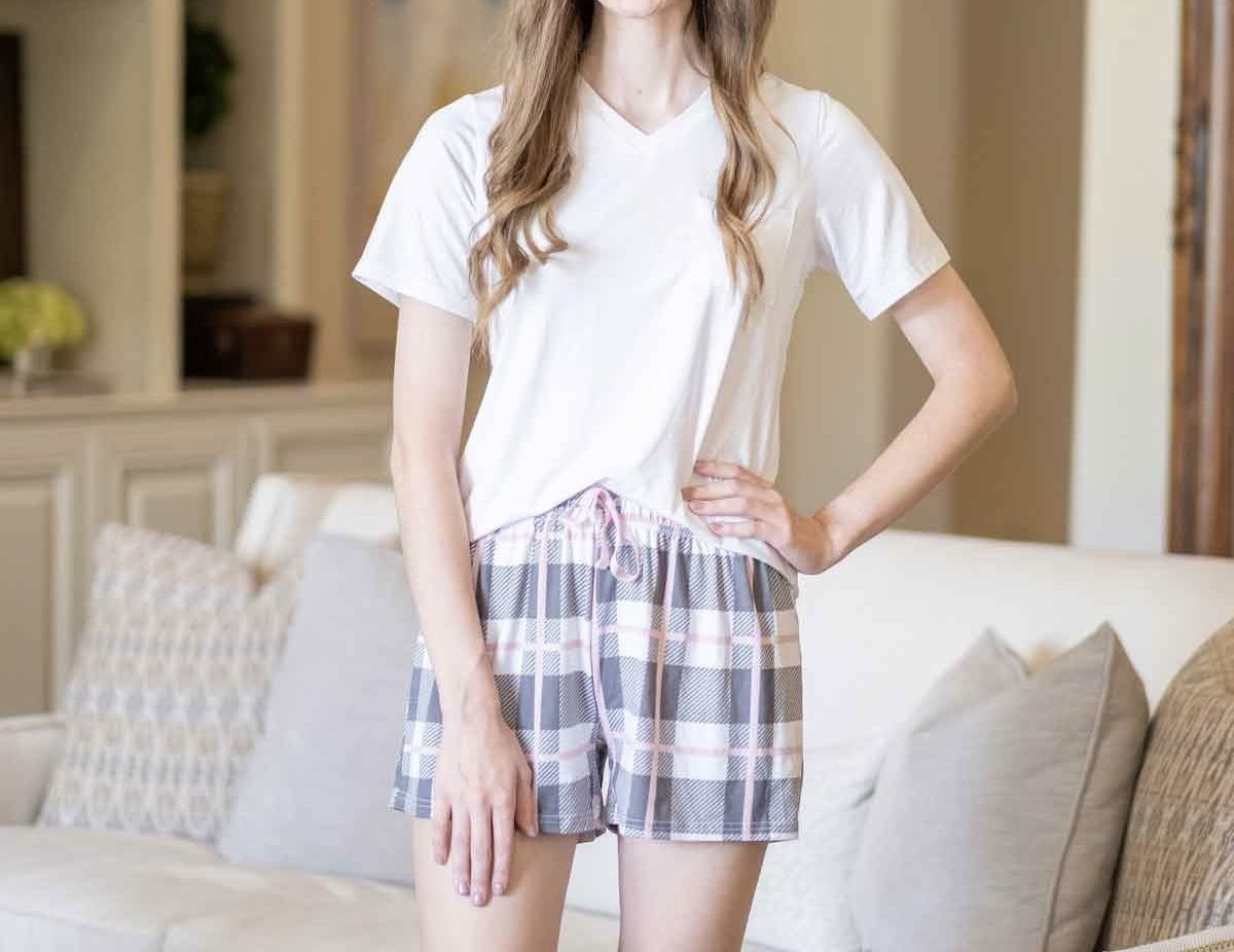 Jackie Sleep Shorts White Gray Blush