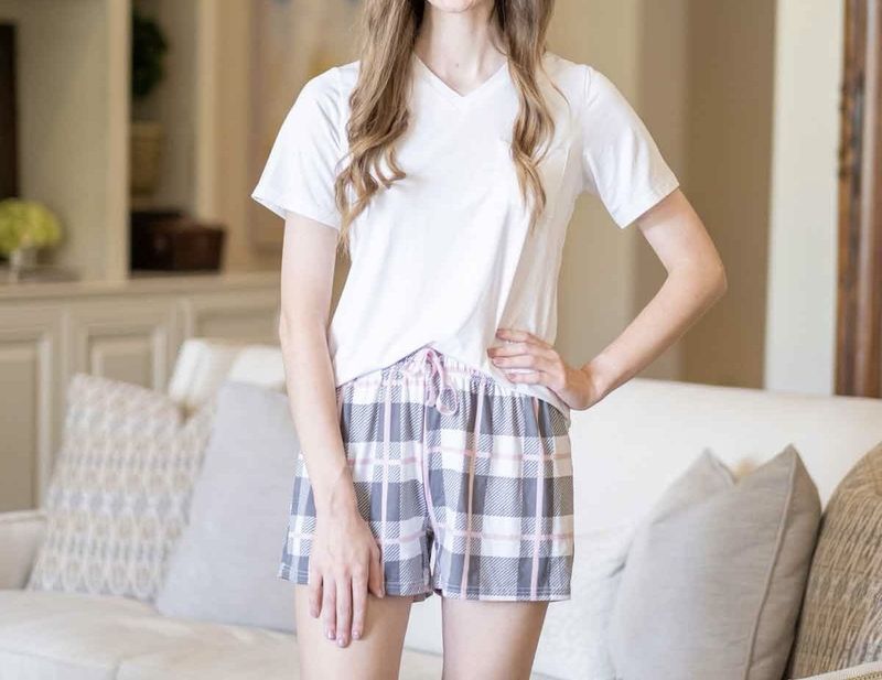 Jackie Sleep Shorts White Gray Blush