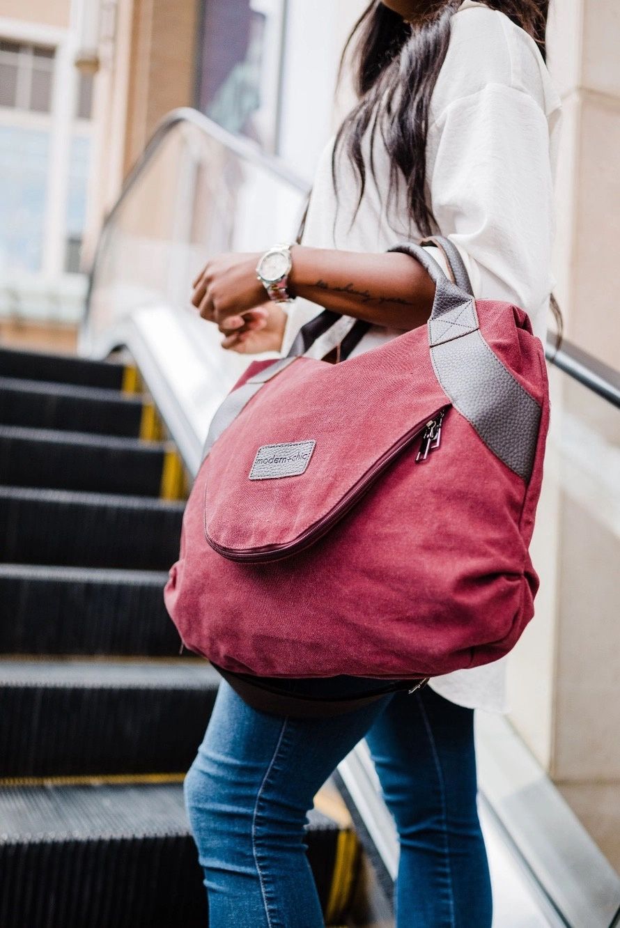 Kinsley Canvas Tote, Colour: Cranberry