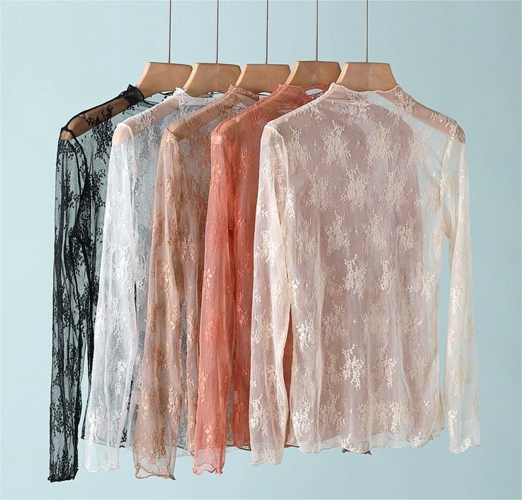 Lace Sheer Mesh Long Sleeve