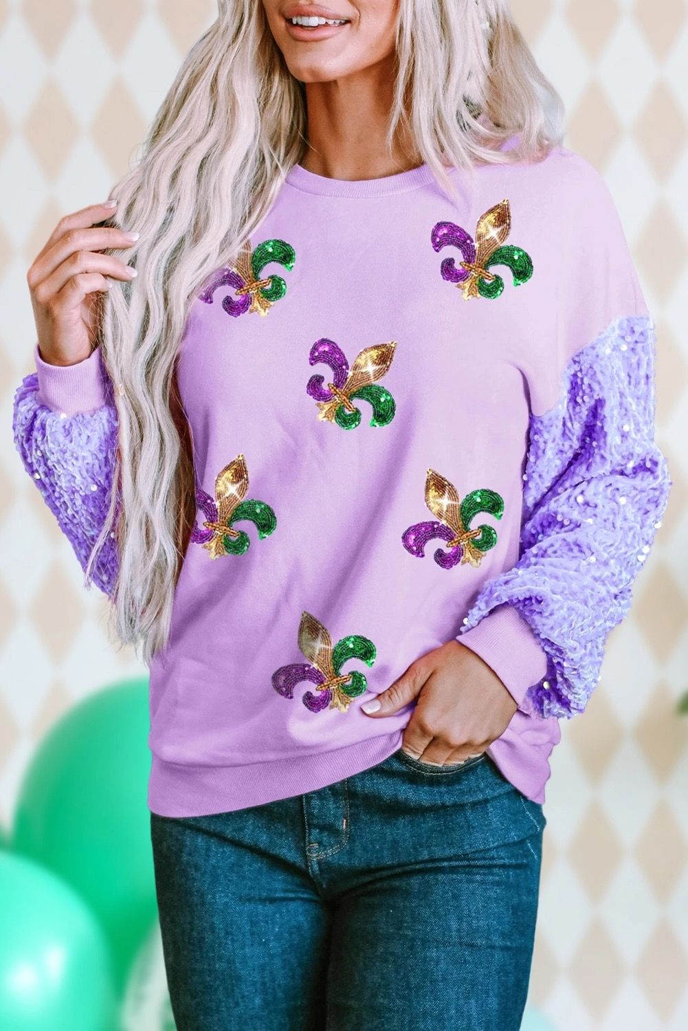 Fleur De Lis Mardi Pardi Sweatshirt