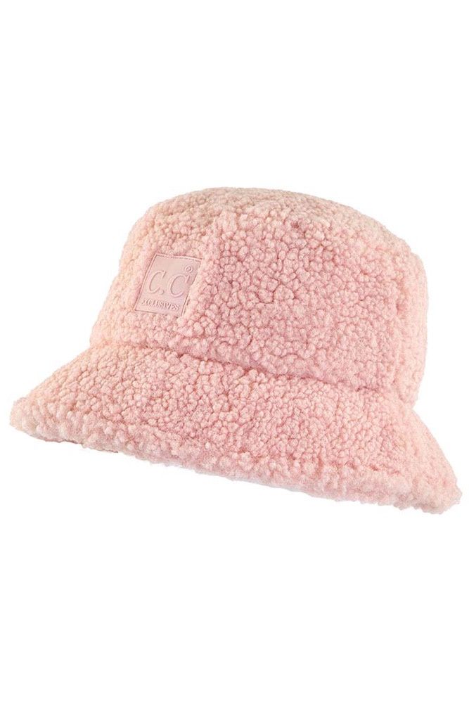 CC Rubber Patch Sherpa Bucket Hat, Colour: Rose