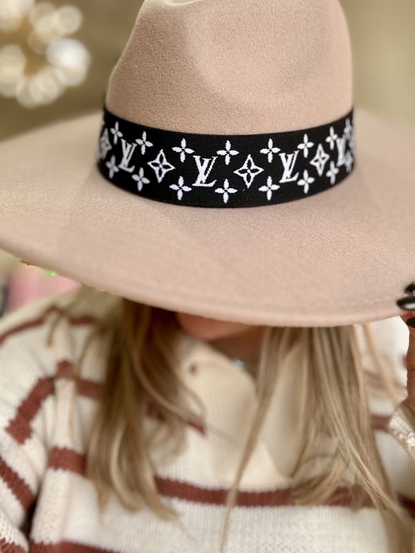 LV Inspired Black Band Fedora Hat