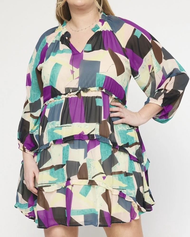 Orchid Green and Purple Plus Size Dress
