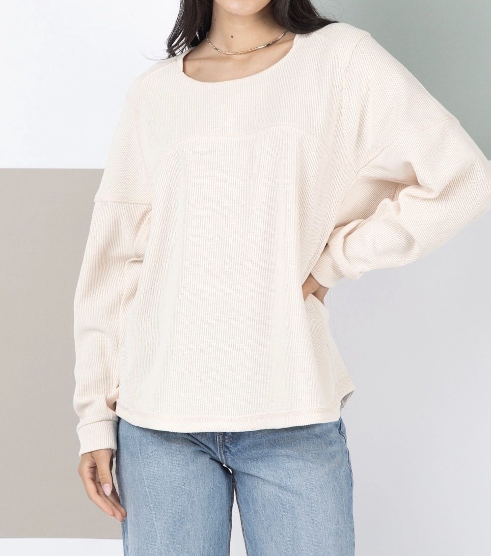 Oversized Curvy Solid Top, Size: 1X, Colour: Cream
