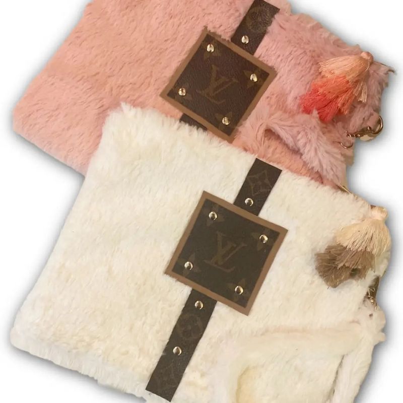 Pink Fur LV Dupe Wristlet