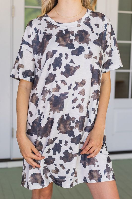 Cowhide Plus T-shirt Dress