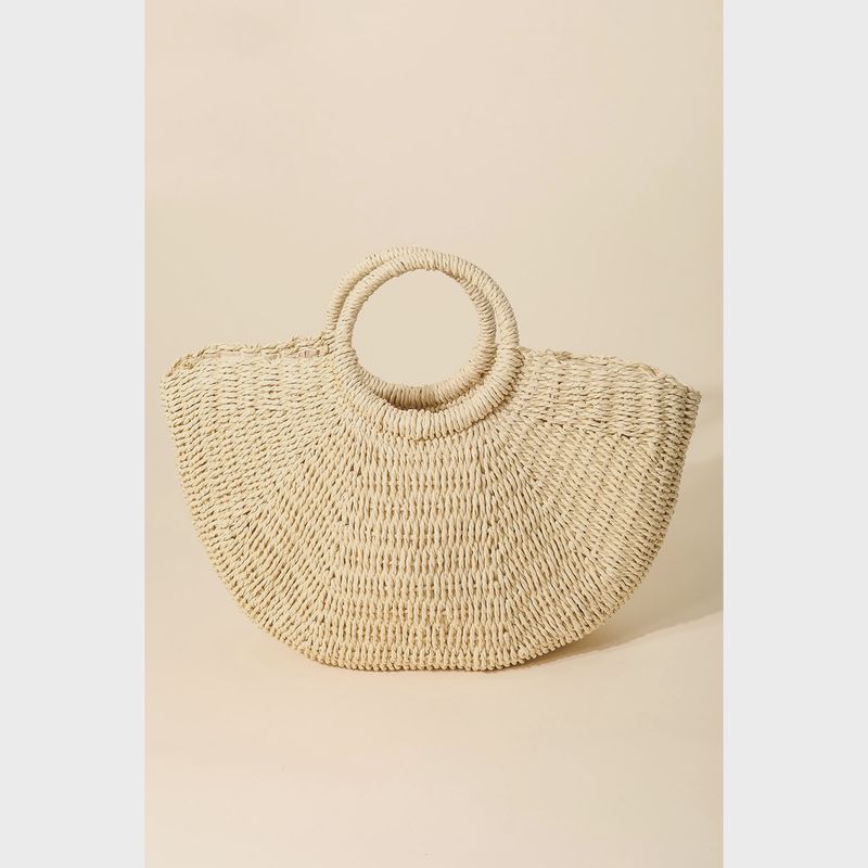 Half Moon Straw Tote