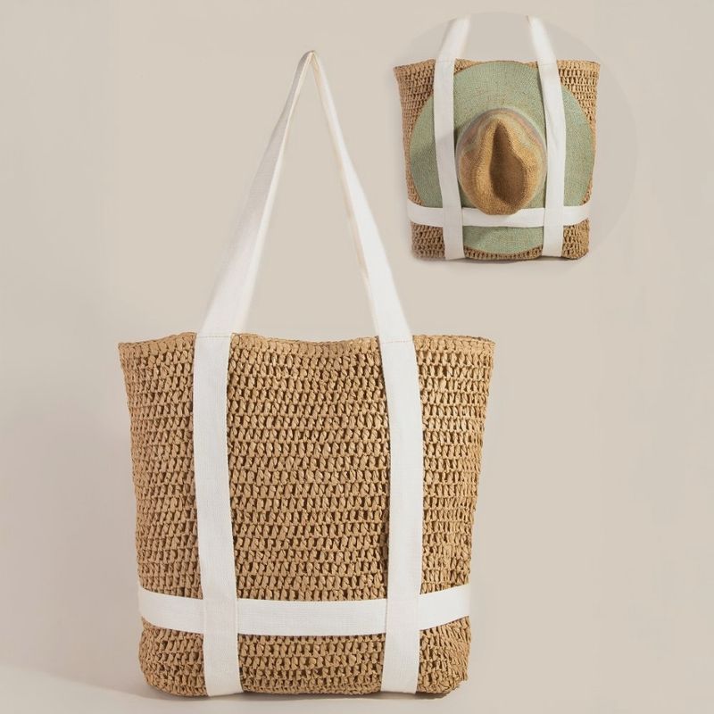 Straw Braided Hat Carrier Tote