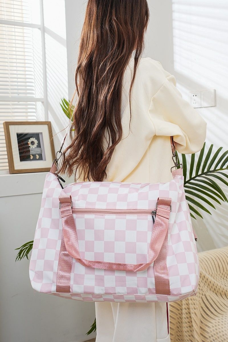 Pink Checkered Duffle