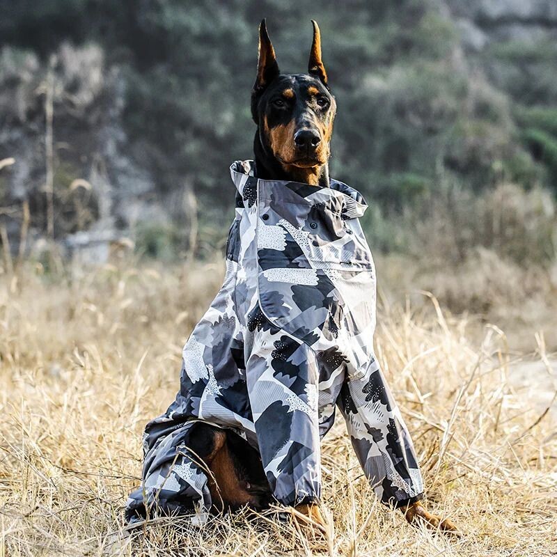 BLACK & WHITE LUXURY DOG RAIN COAT