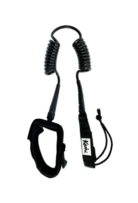 Kāohi Board Leash - Double Coil / 6&#39;x5.5mm / Ankle Cuff / Black