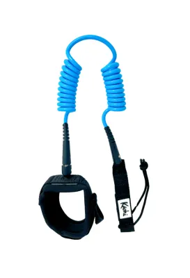 Kāohi Board Leash - Double Coil / 6&#39;x5.5mm / Ankle Cuff / Blue