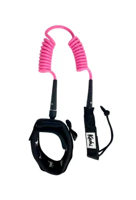 Kāohi Board Leash - Double Coil / 6&#39;x5.5mm / Ankle Cuff / Pink